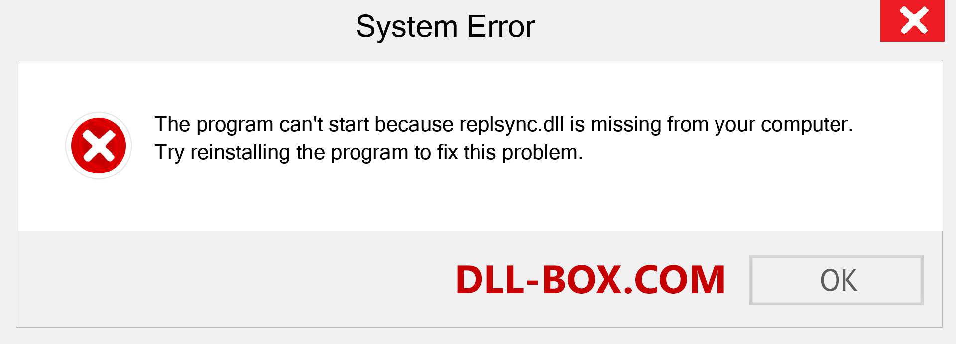  replsync.dll file is missing?. Download for Windows 7, 8, 10 - Fix  replsync dll Missing Error on Windows, photos, images